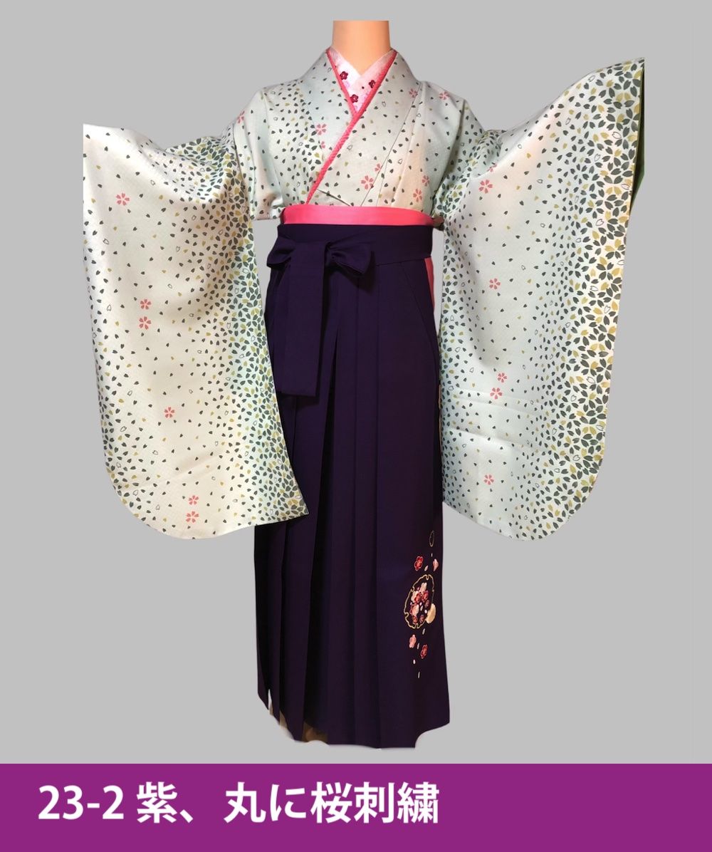 紫、丸に桜刺繍