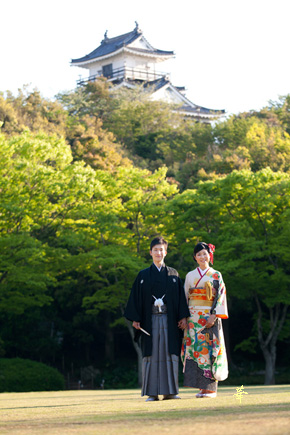 浜松城公園で結婚式写真の撮影